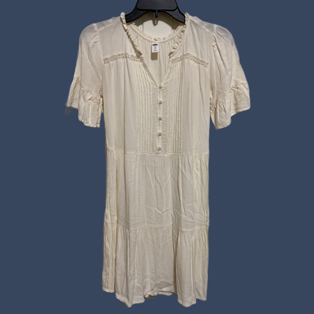 Old Navy Off-white swing crinkle dress, XSP